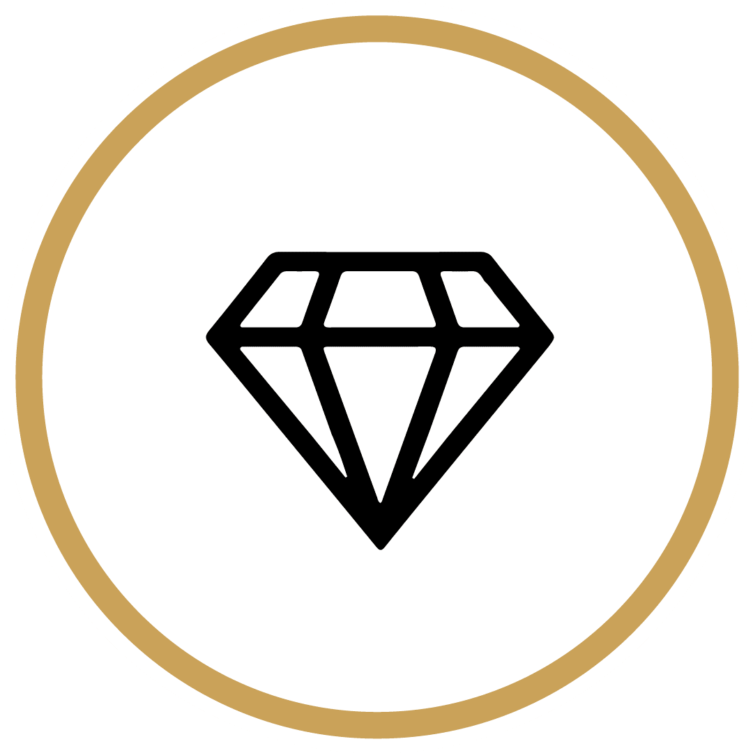 étiquettes blanche nos valeurs aux couleurs de Coucou noir, blanc et or. Elle représente un diamant et renvoie aux valeurs de Coucou et à la valeur de ces valeurs.